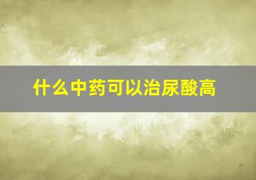 什么中药可以治尿酸高