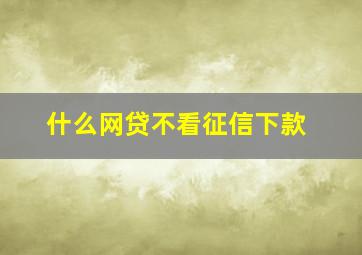 什么网贷不看征信下款