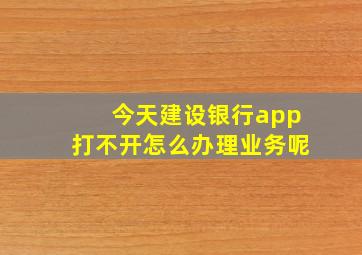 今天建设银行app打不开怎么办理业务呢