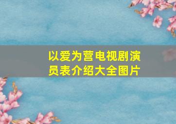 以爱为营电视剧演员表介绍大全图片