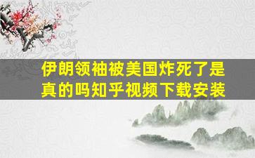 伊朗领袖被美国炸死了是真的吗知乎视频下载安装