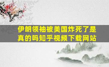 伊朗领袖被美国炸死了是真的吗知乎视频下载网站