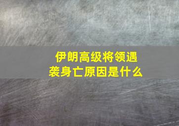 伊朗高级将领遇袭身亡原因是什么