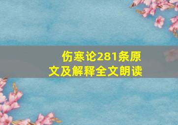 伤寒论281条原文及解释全文朗读