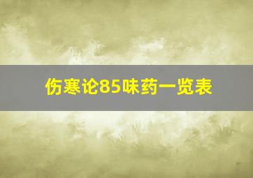 伤寒论85味药一览表