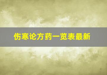 伤寒论方药一览表最新