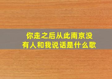 你走之后从此南京没有人和我说话是什么歌