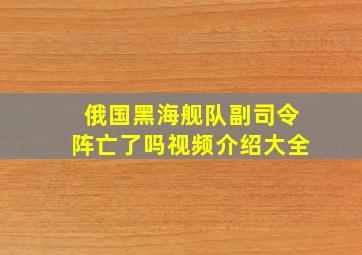 俄国黑海舰队副司令阵亡了吗视频介绍大全