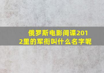 俄罗斯电影间谍2012里的军衔叫什么名字呢