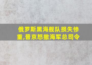 俄罗斯黑海舰队损失惨重,普京怒撤海军总司令