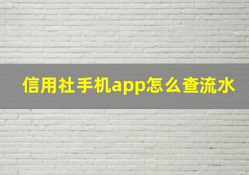 信用社手机app怎么查流水