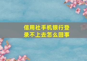 信用社手机银行登录不上去怎么回事