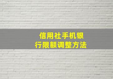 信用社手机银行限额调整方法