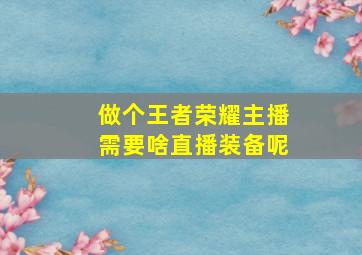 做个王者荣耀主播需要啥直播装备呢