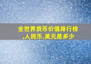 全世界货币价值排行榜,人民币,美元是多少