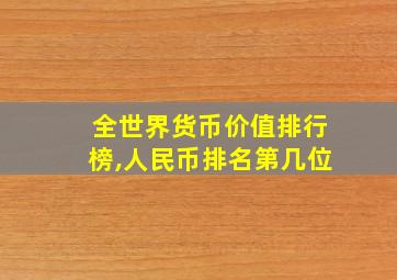 全世界货币价值排行榜,人民币排名第几位