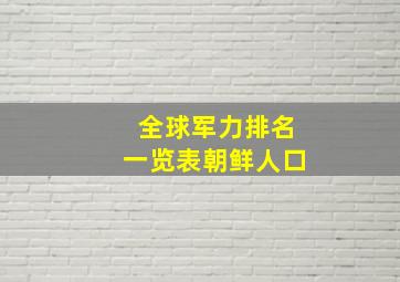 全球军力排名一览表朝鲜人口