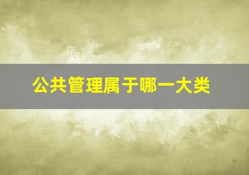 公共管理属于哪一大类