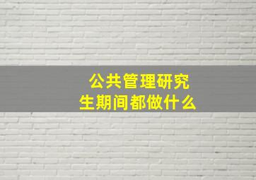 公共管理研究生期间都做什么