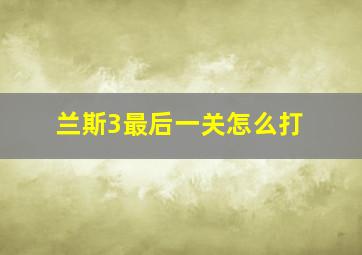 兰斯3最后一关怎么打