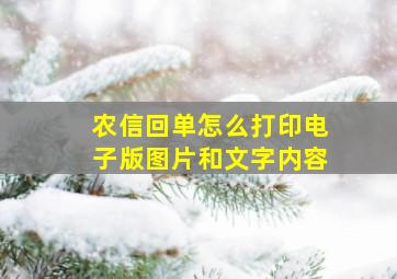 农信回单怎么打印电子版图片和文字内容