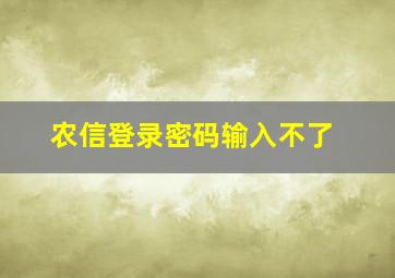 农信登录密码输入不了