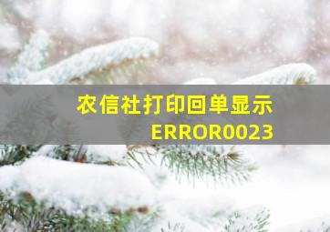 农信社打印回单显示ERROR0023