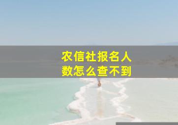 农信社报名人数怎么查不到