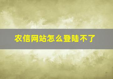 农信网站怎么登陆不了