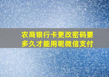 农商银行卡更改密码要多久才能用呢微信支付