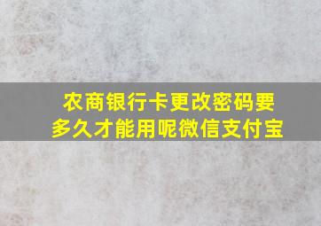 农商银行卡更改密码要多久才能用呢微信支付宝