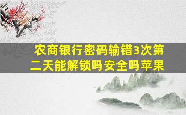 农商银行密码输错3次第二天能解锁吗安全吗苹果