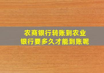 农商银行转账到农业银行要多久才能到账呢