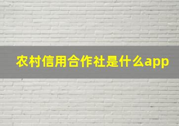 农村信用合作社是什么app