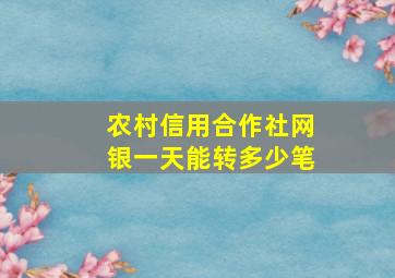 农村信用合作社网银一天能转多少笔