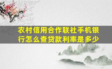 农村信用合作联社手机银行怎么查贷款利率是多少