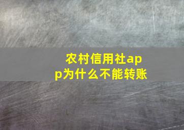 农村信用社app为什么不能转账