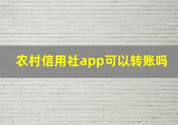 农村信用社app可以转账吗