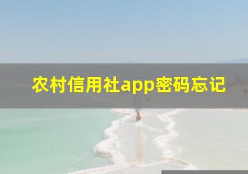 农村信用社app密码忘记