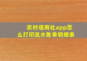 农村信用社app怎么打印流水账单明细表