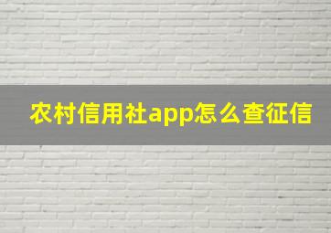 农村信用社app怎么查征信