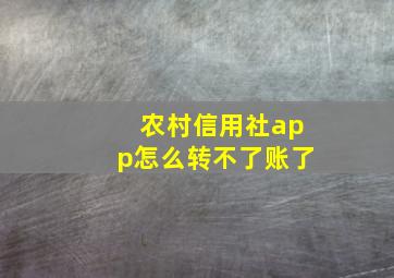 农村信用社app怎么转不了账了