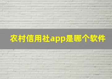 农村信用社app是哪个软件