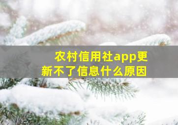 农村信用社app更新不了信息什么原因