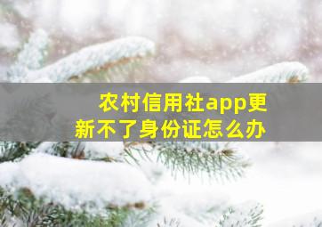 农村信用社app更新不了身份证怎么办