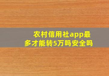 农村信用社app最多才能转5万吗安全吗