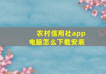 农村信用社app电脑怎么下载安装