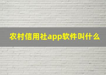 农村信用社app软件叫什么