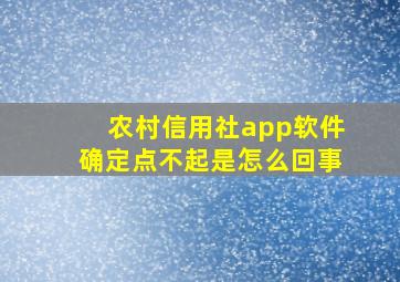 农村信用社app软件确定点不起是怎么回事