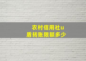 农村信用社u盾转账限额多少